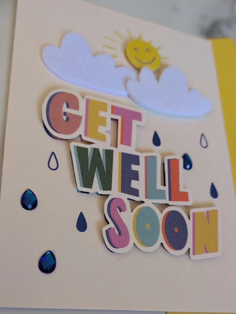 Get Well Soon Card with Yellow Envelope